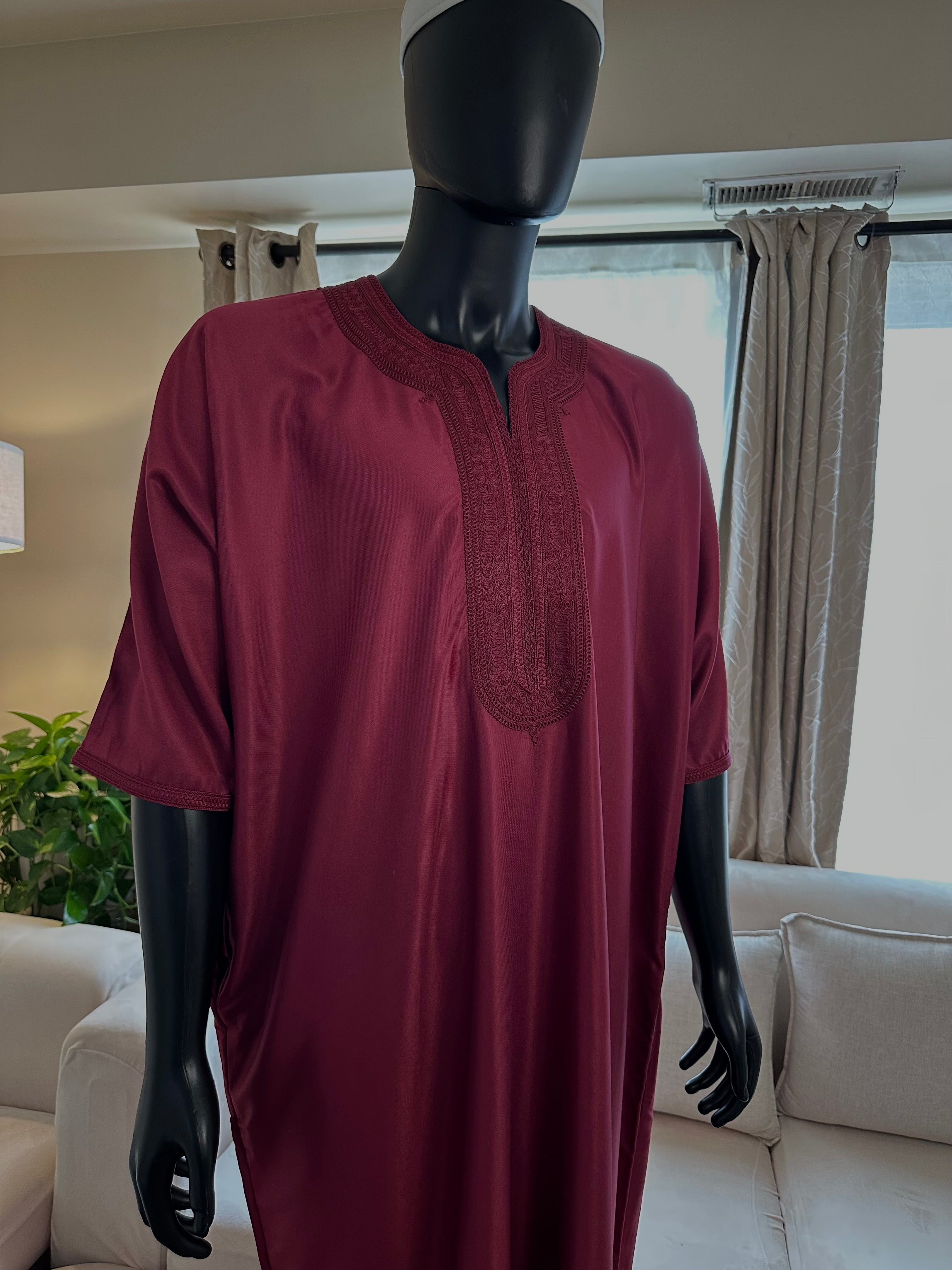 Burgundy Moroccan Gandoura